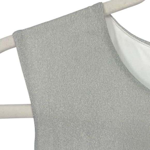 NWT Reformation Maevry Knit Midi Dress in Silver Sparkle Shift Lined Small - Picture 2 of 8